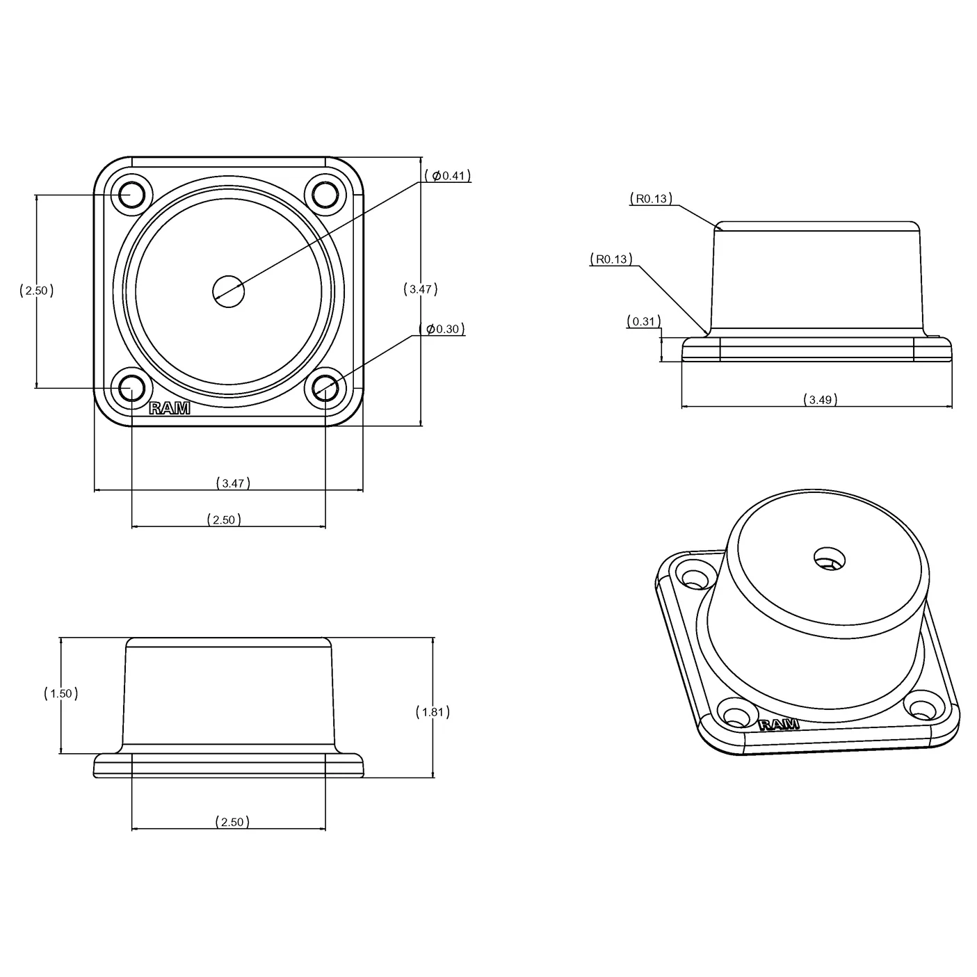 RAM® Horizontal Swing Arm Base - Image 4