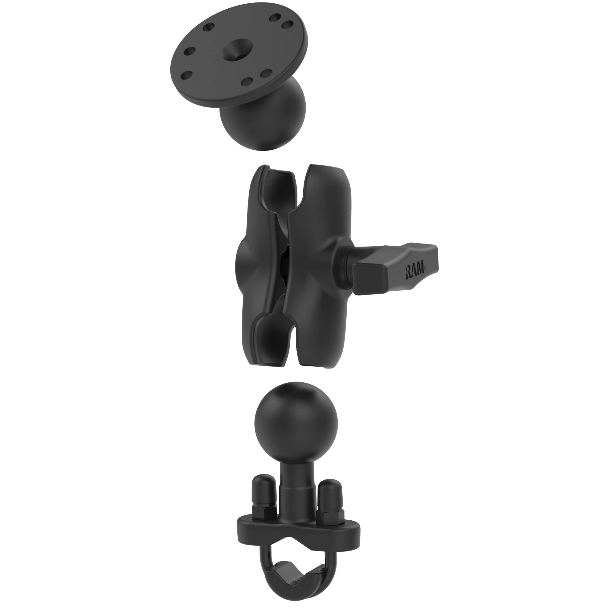 RAM® Handlebar U-Bolt Double Ball Mount with Round Plate - C Size Short - Image 2