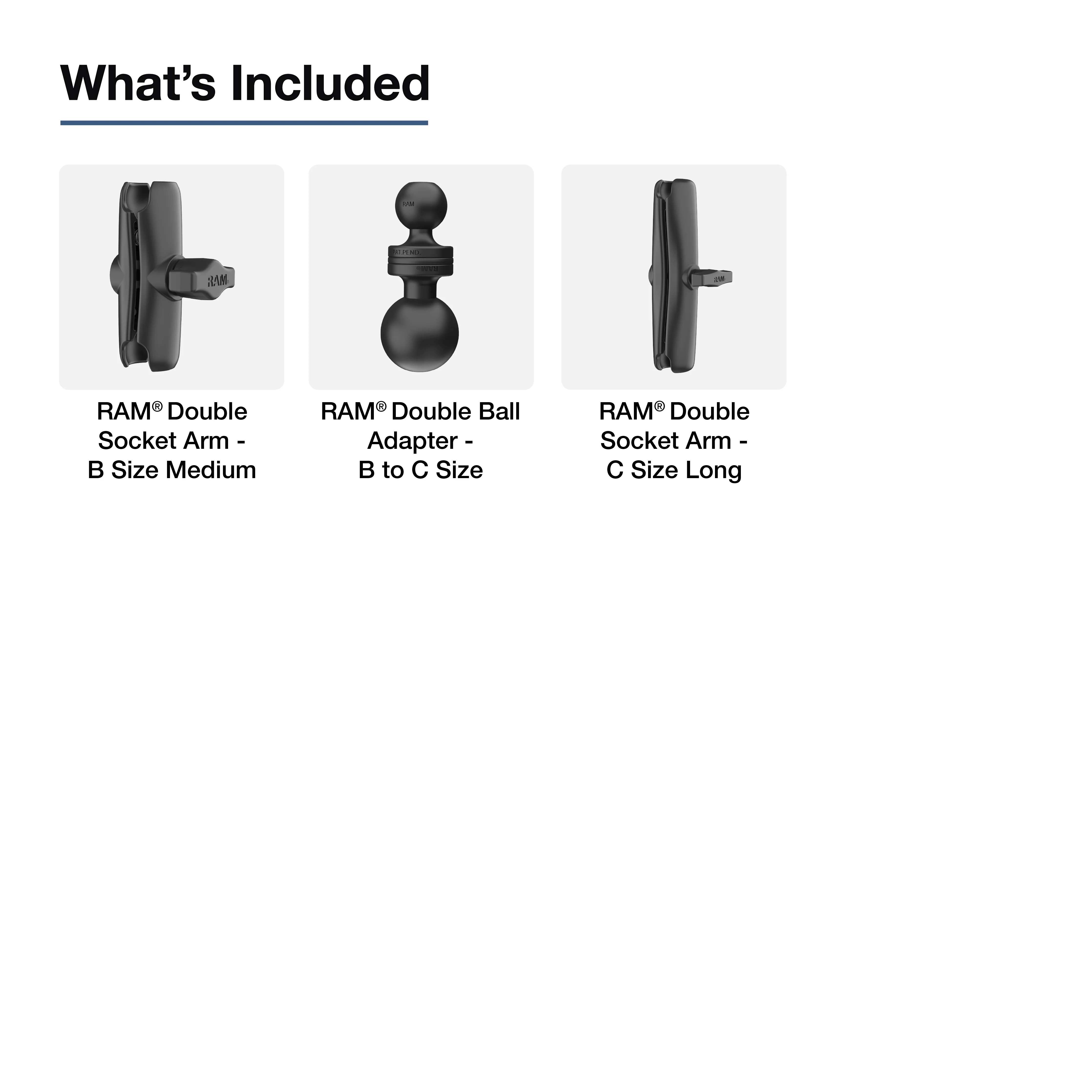 RAM® 14.5" Long C Size to B Size Double Socket Arm Extension - Image 3