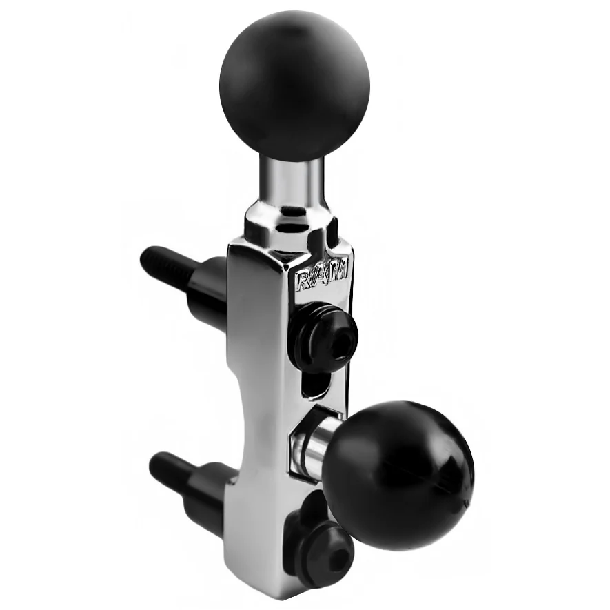 RAM® Chrome Motorcycle Brake/Clutch Reservoir Double Ball Base