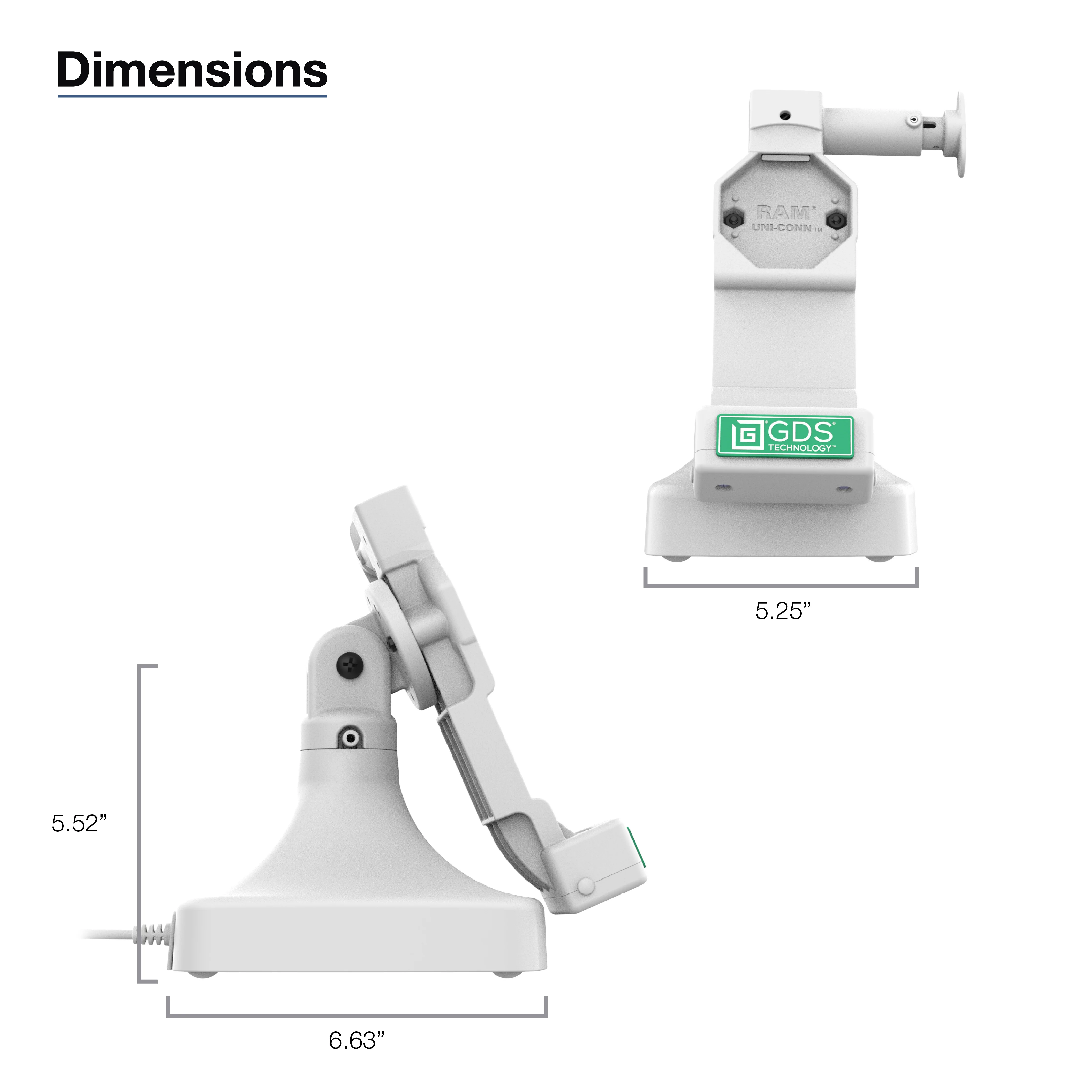 GDS® Uni-Conn™ Tilt & Swivel Dock with PoE + Data - Gray - Image 7