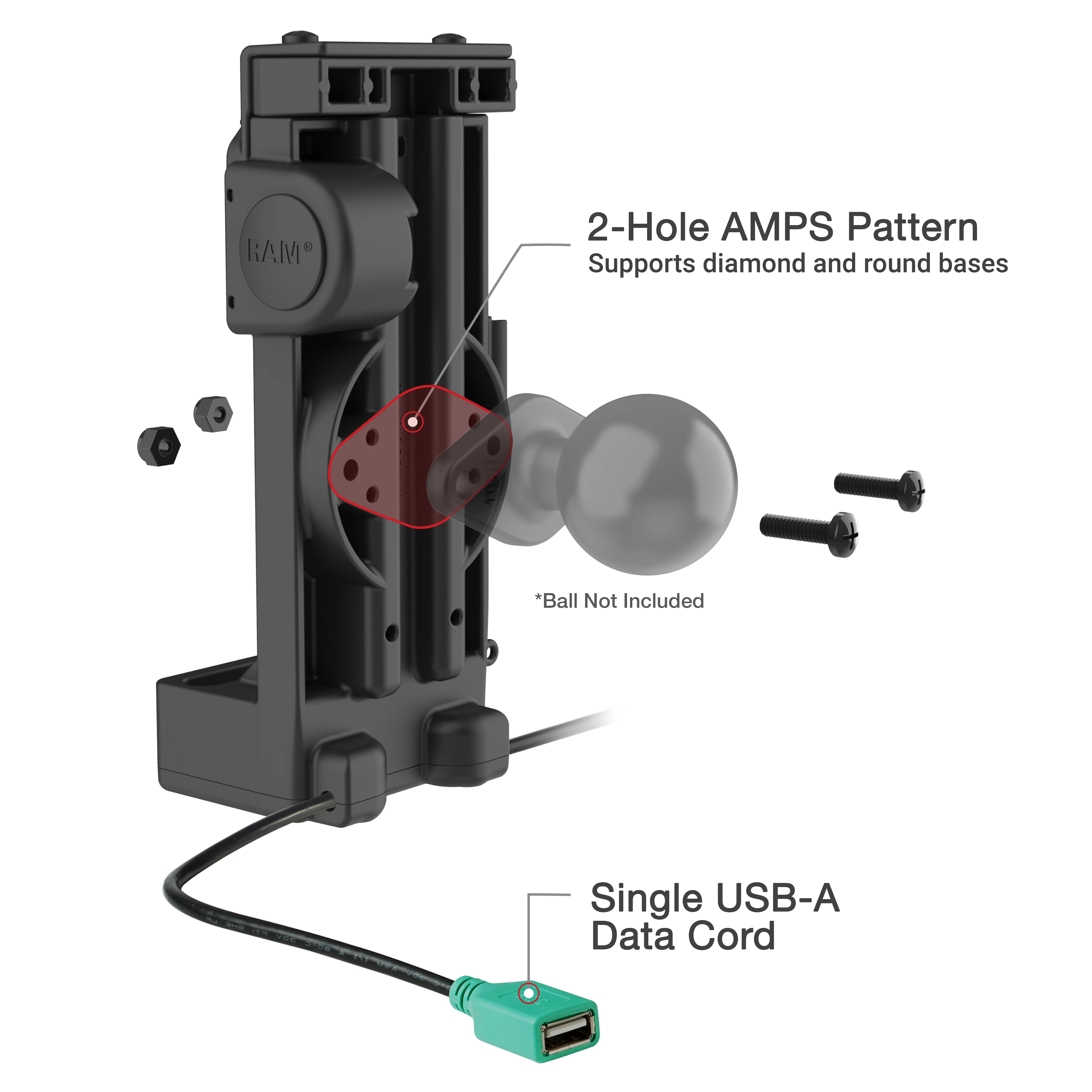 GDS® Uni-Conn™ Non-Locking Spring Loaded Power + Single USB-A Dock - Image 5