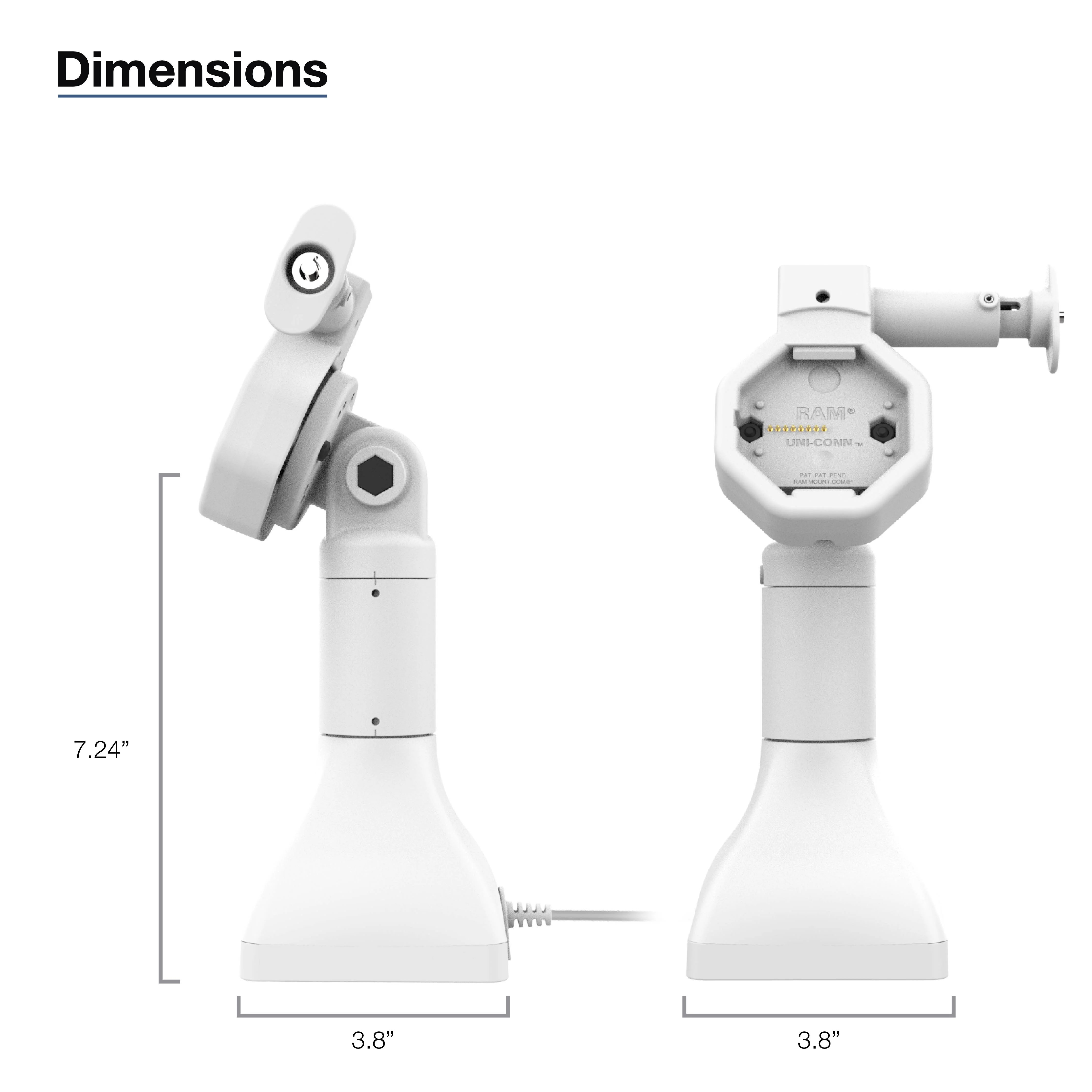 GDS® Uni-Conn™ Powered 7" Locking Pedestal Dock with USB-C - Gray - Image 4