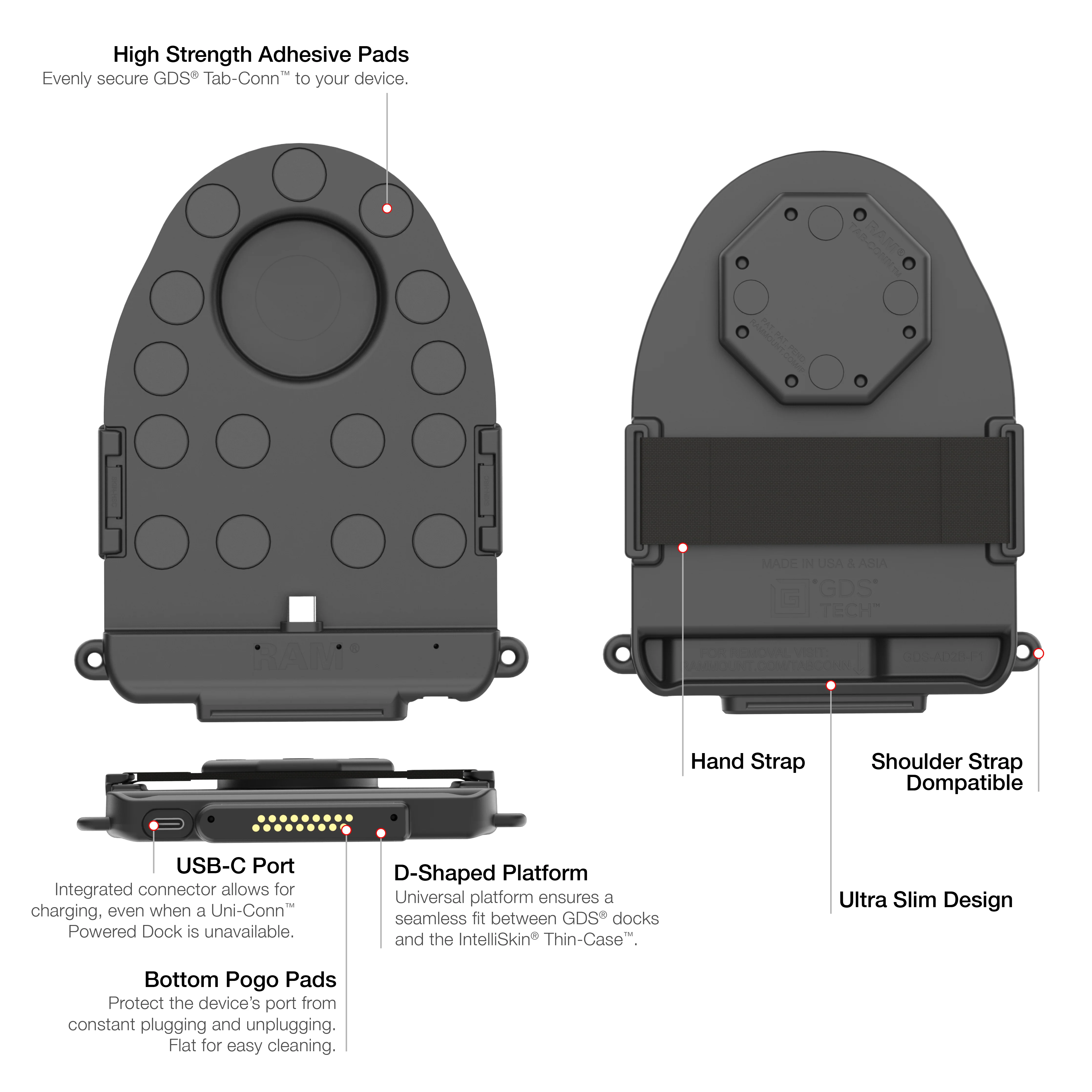 GDS® Tab-Conn™ for Folio Style Cases (D Shape Pogo Pads) - Image 4