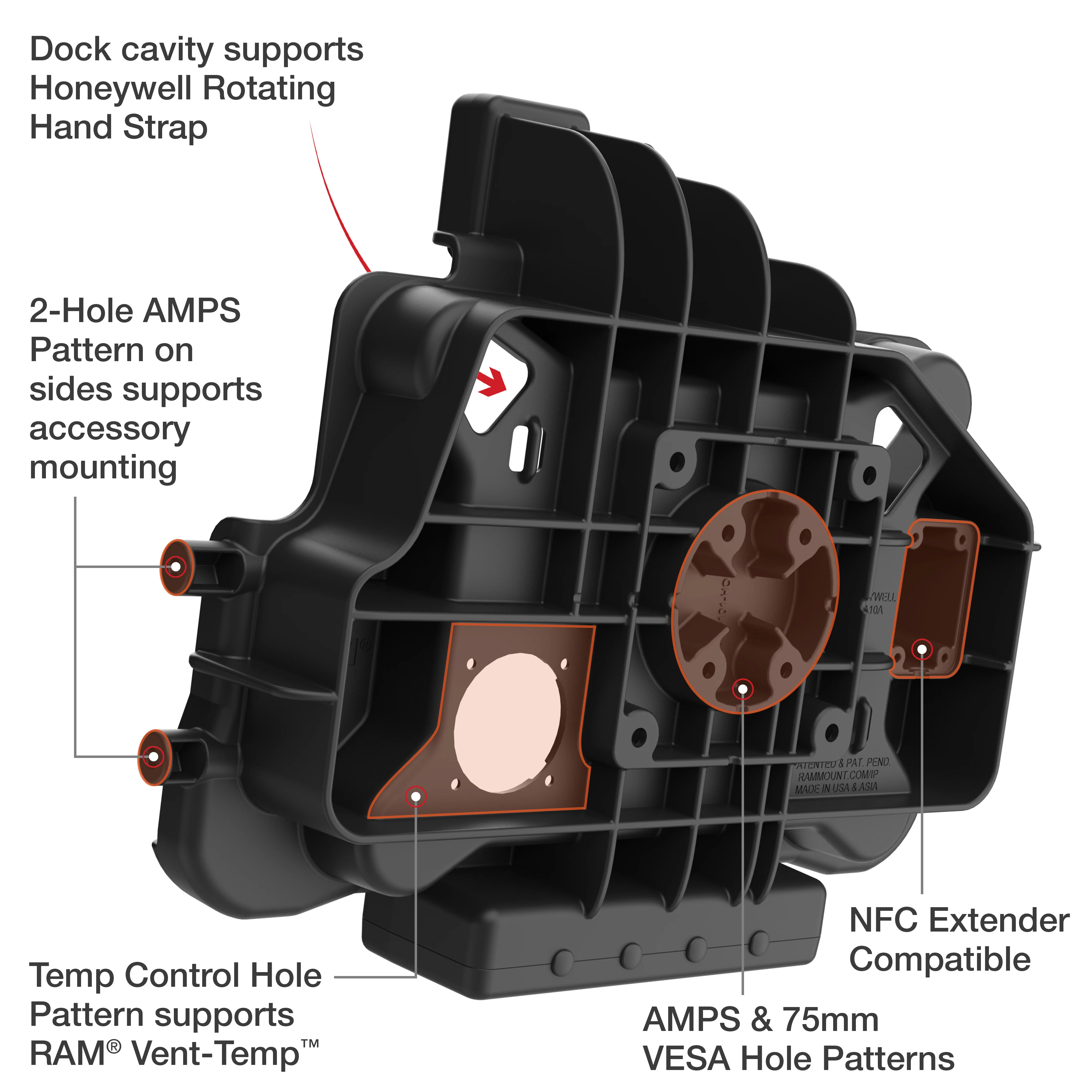 RAM® Locking Power + Data Dock for Honeywell ScanPal EDA10A - Image 6