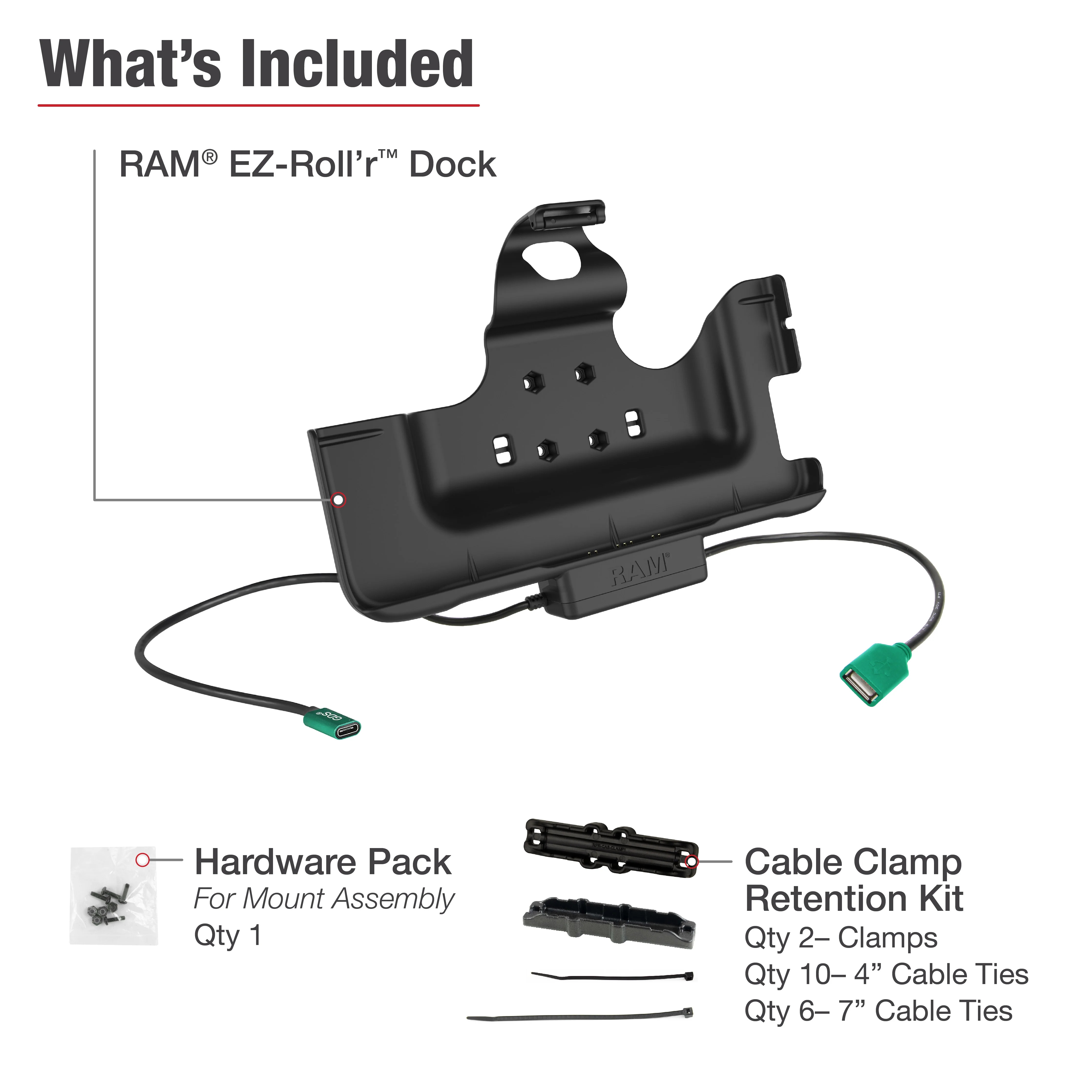 RAM® EZ-Roll'r™ Power & Data Dock for Tab Active5 Pro & 4 Pro - Image 3