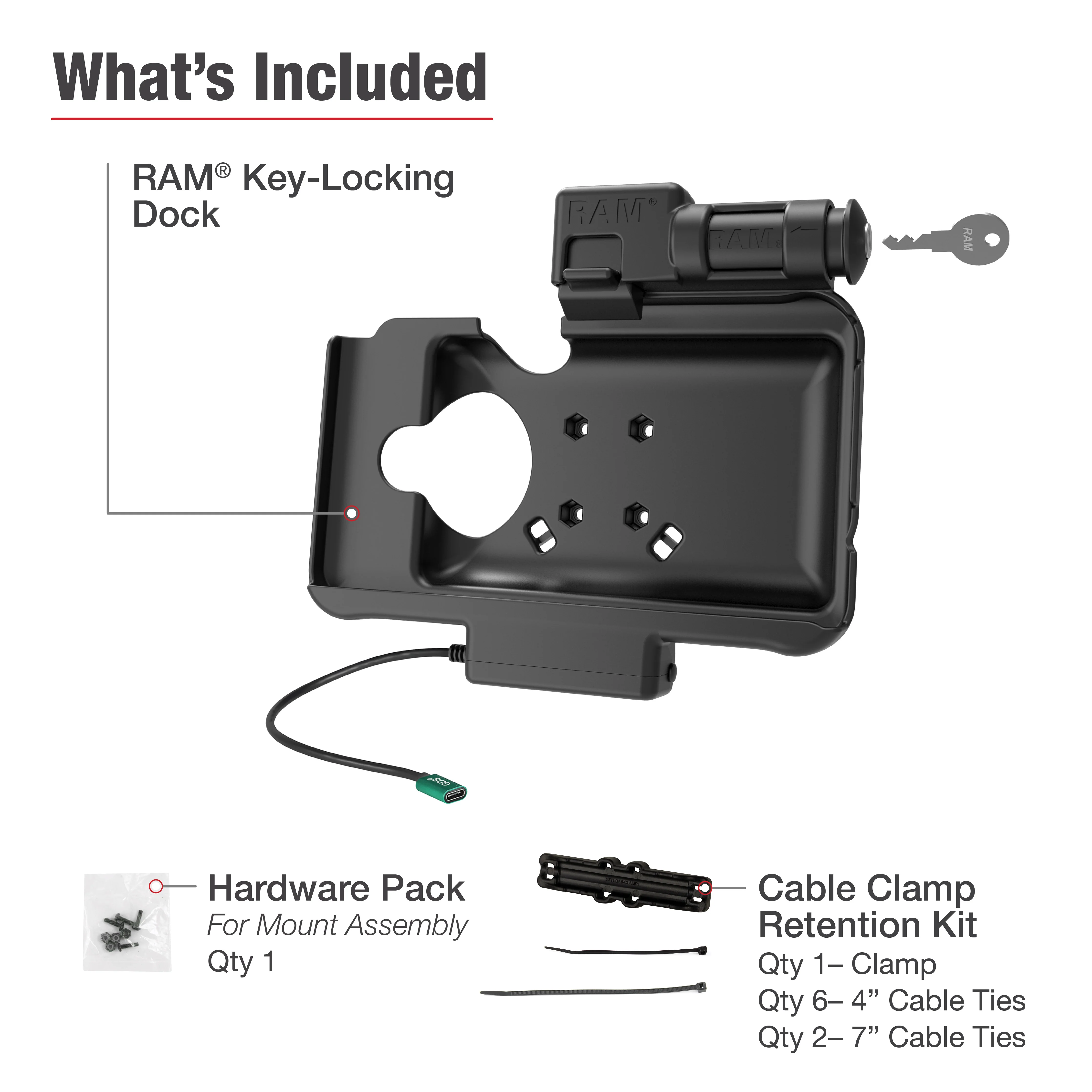 RAM® Key Locking USB-C Powered Dock for Samsung Tab Active5 & 3 - Image 4