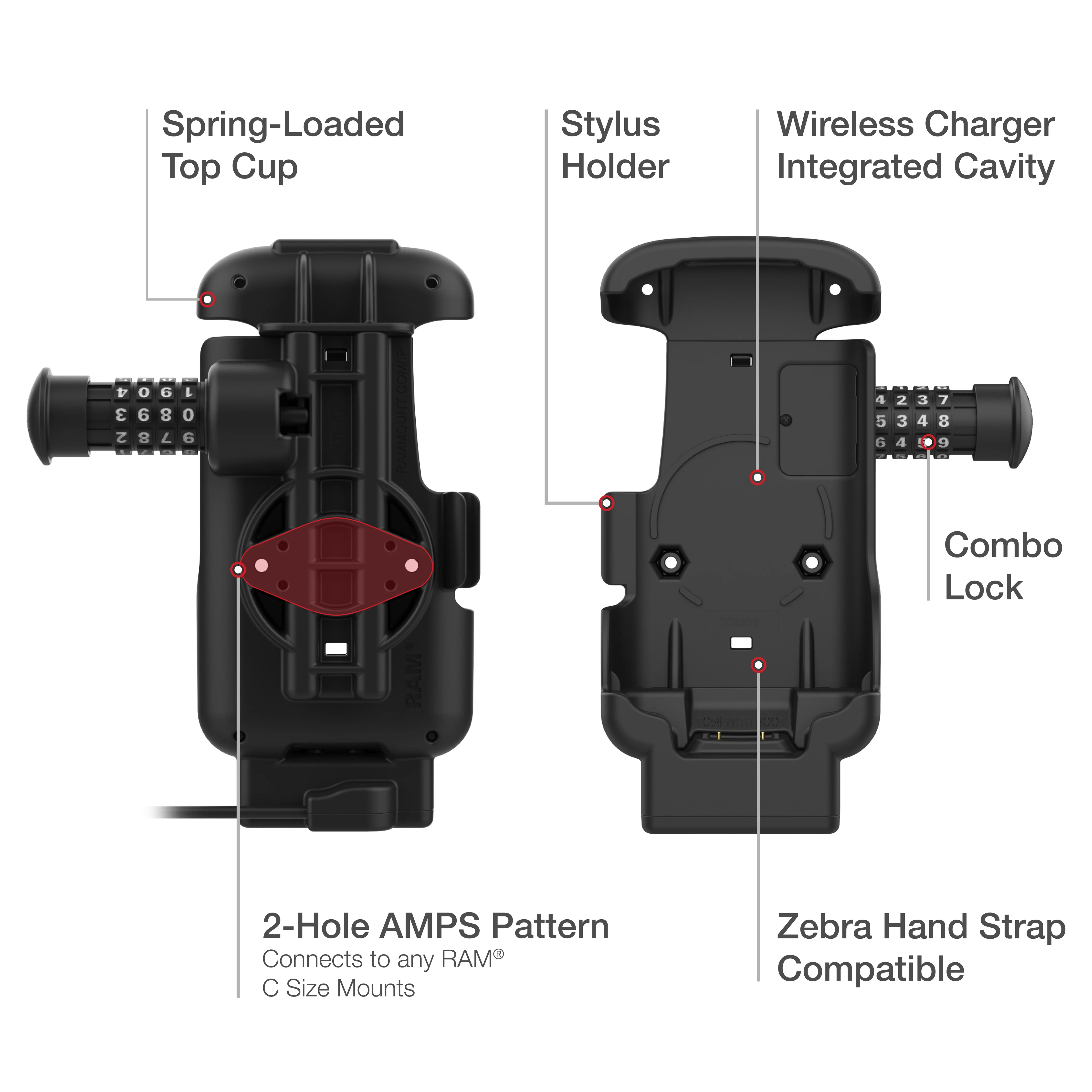 RAM® Combo-Locking Form-Fit Powered Dock for Zebra TC53 & TC58 - Image 5
