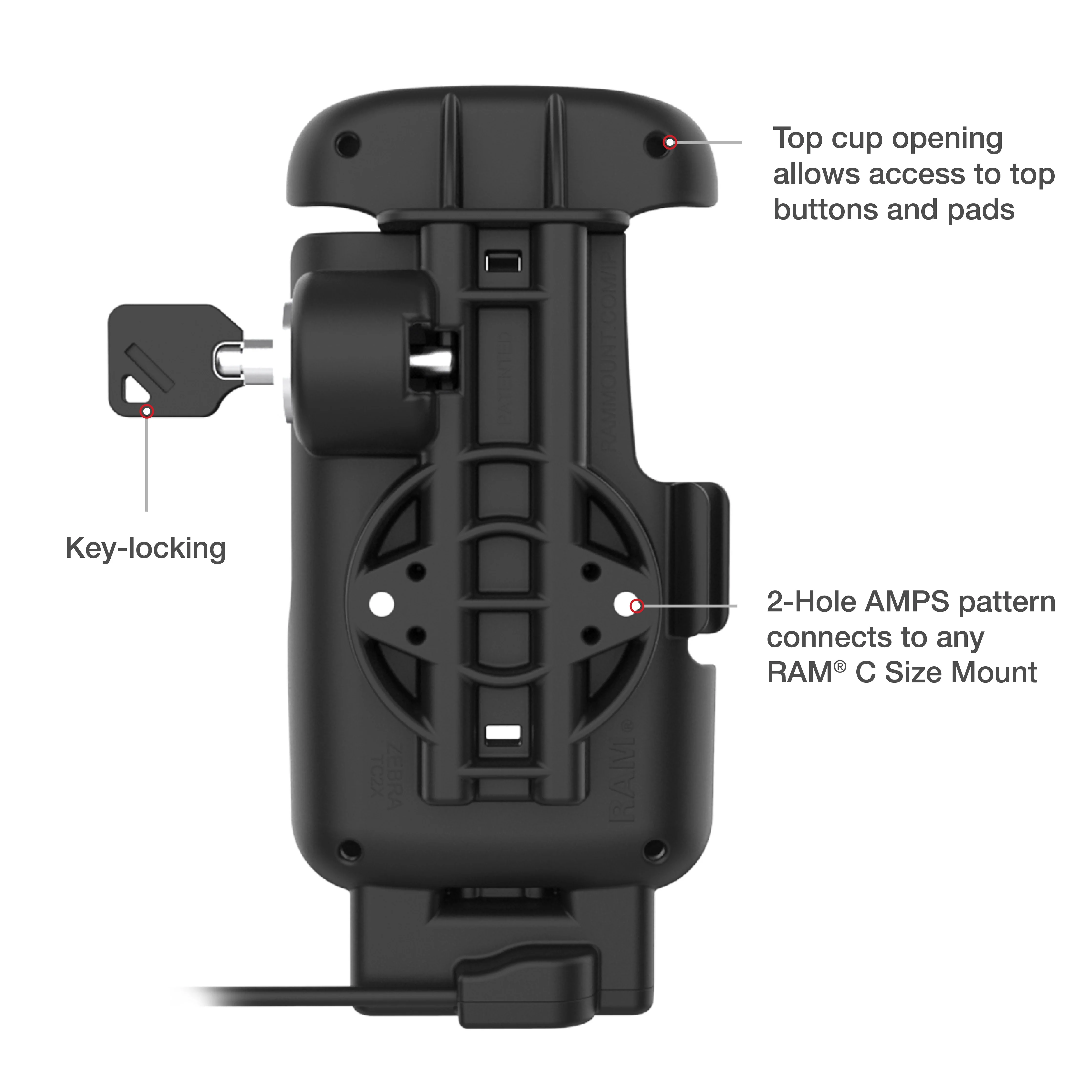 RAM® Locking USB-C Powered Dock for Zebra TC22 & TC27 with Boot - Image 5