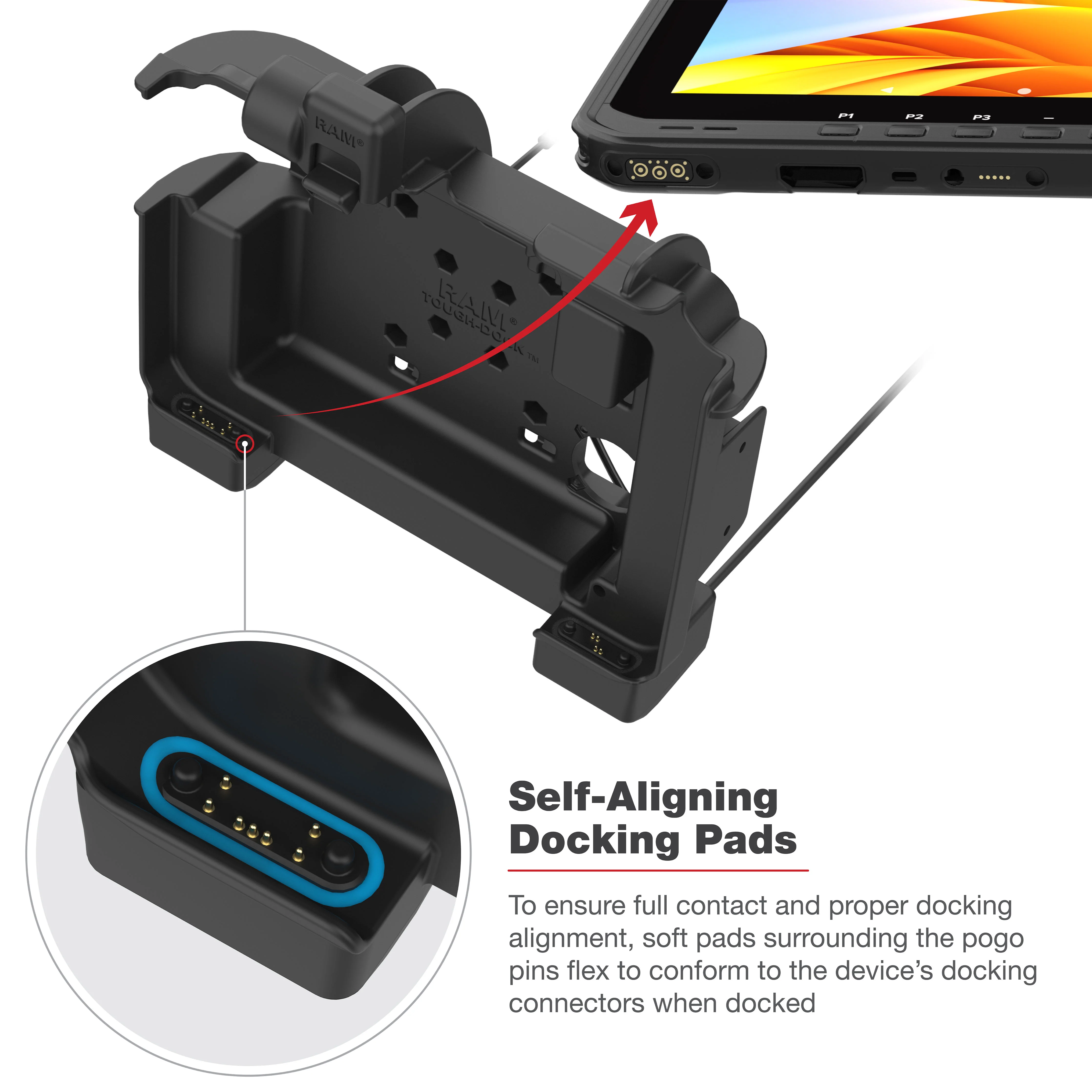 RAM® Powered Locking Dock for Zebra ET6x - Heated Pins - Image 5