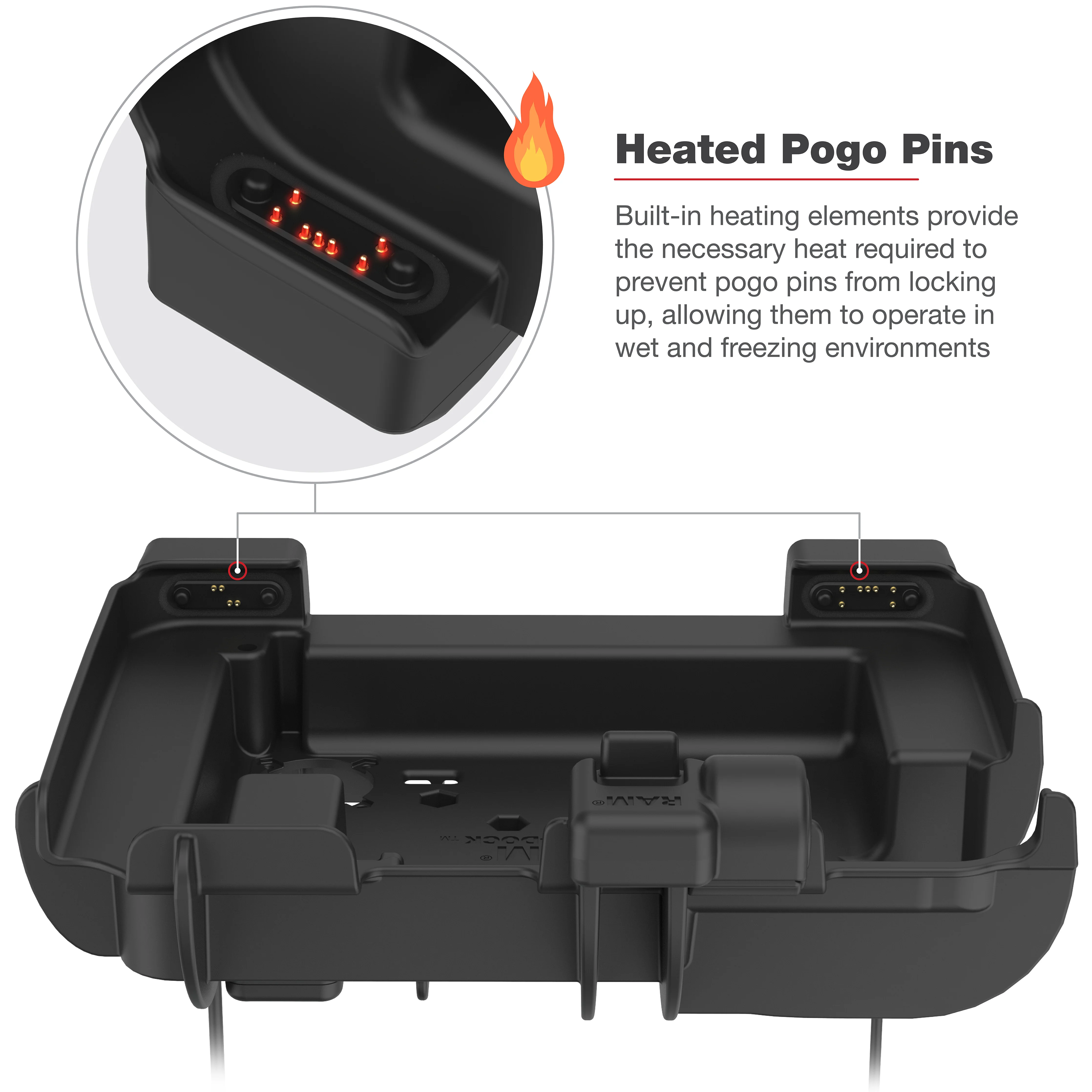 RAM® Powered Locking Dock for Zebra ET6x - Heated Pins - Image 9