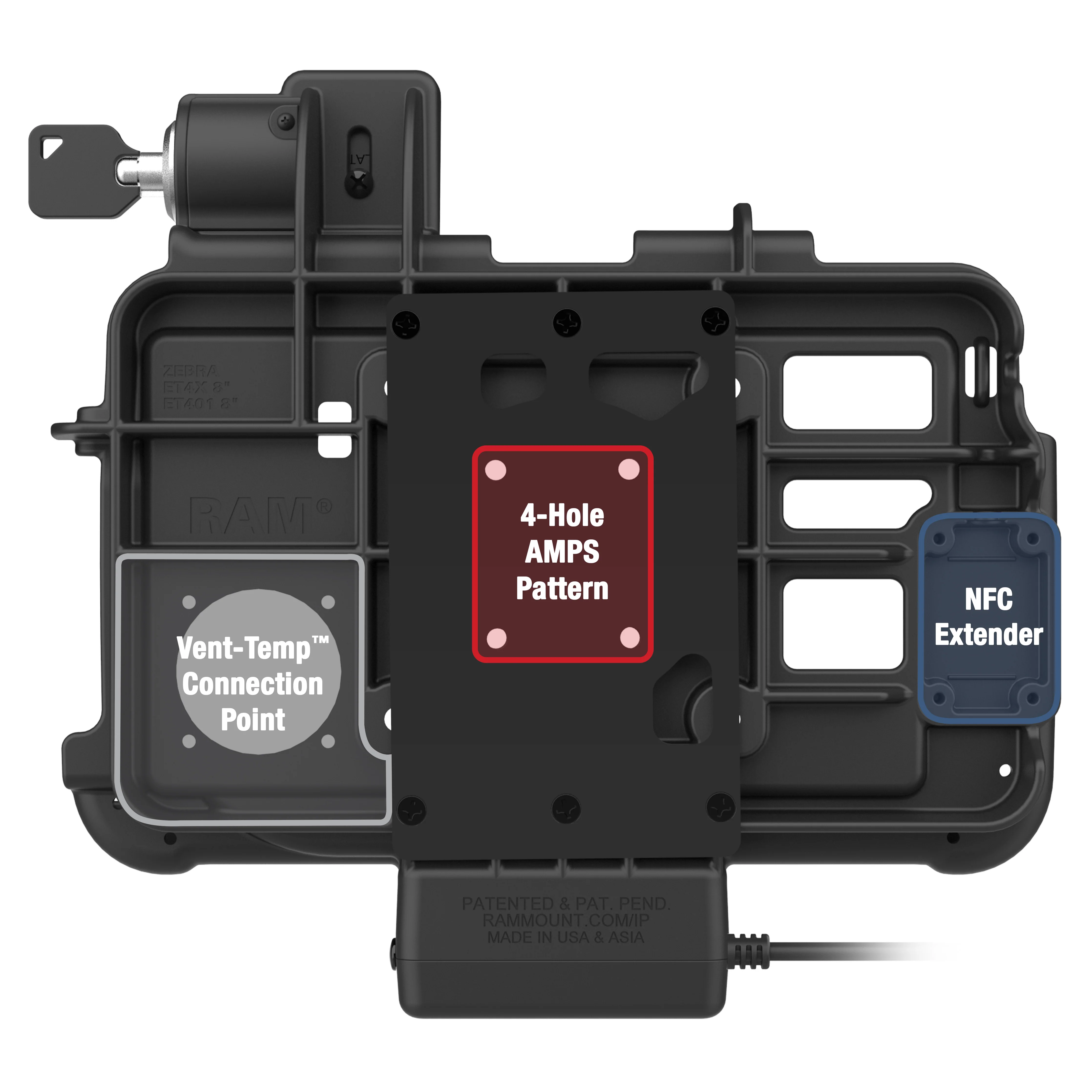 Locking RAM® Thin-Dock™ for Zebra ET401 & ET4x 8" - Image 3