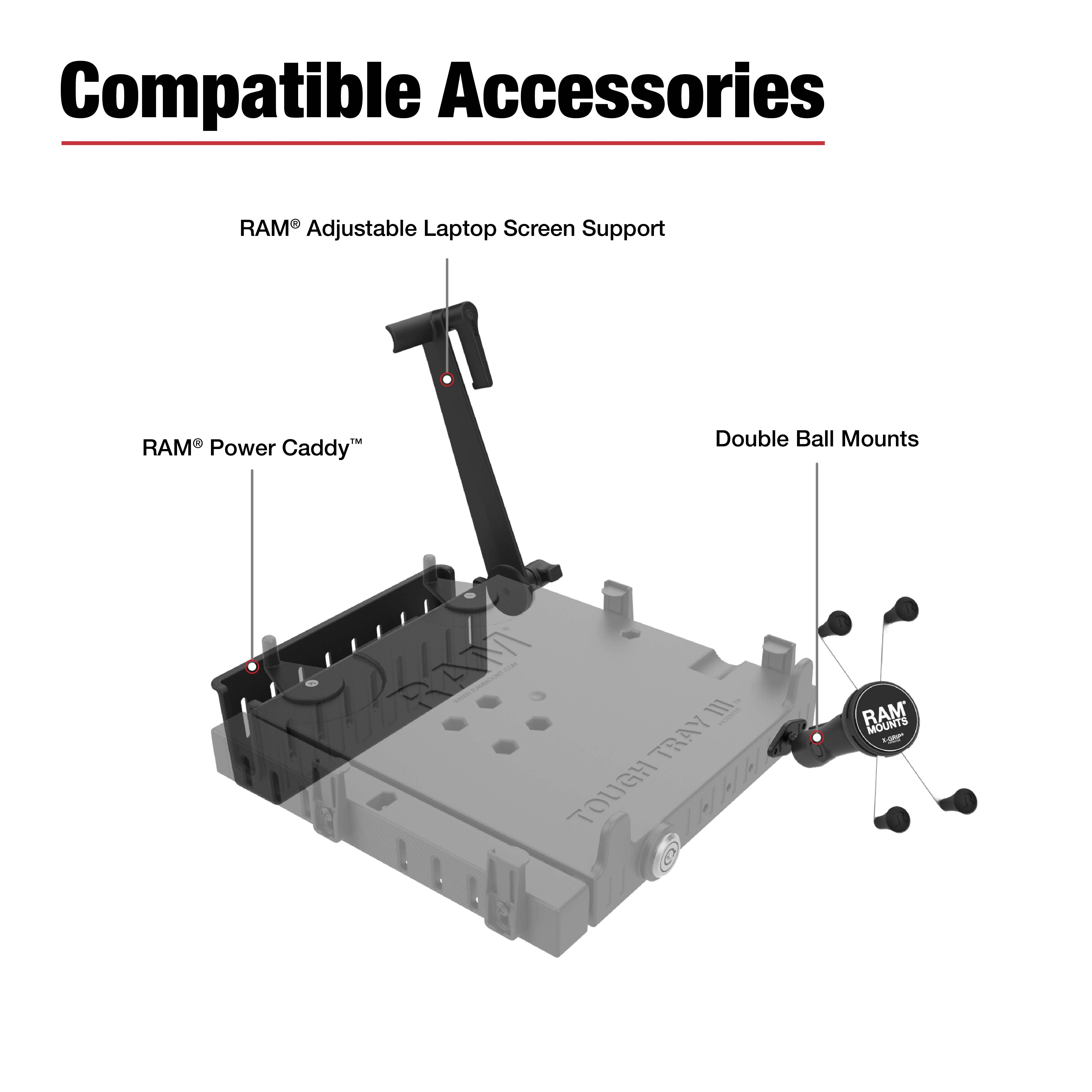 RAM® No-Drill™ Laptop Mount for '15-22 Chevrolet Colorado + More - Image 5
