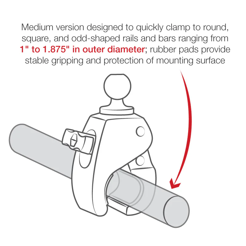 RAM® Tough-Claw™ Medium Clamp Mount with Universal Action Camera Adapter - Image 5